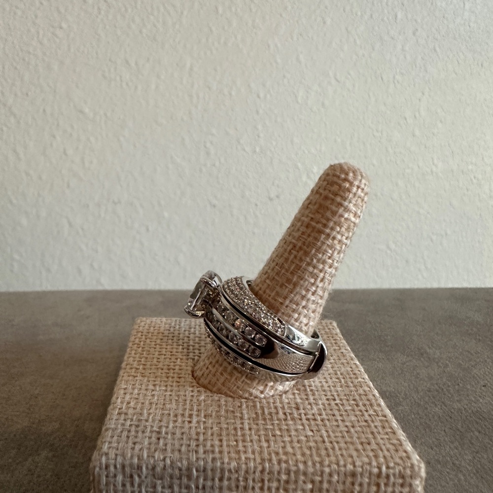 JCL 925 Sterling silver & CZ Wedding Ring Set - Picture 4 of 12